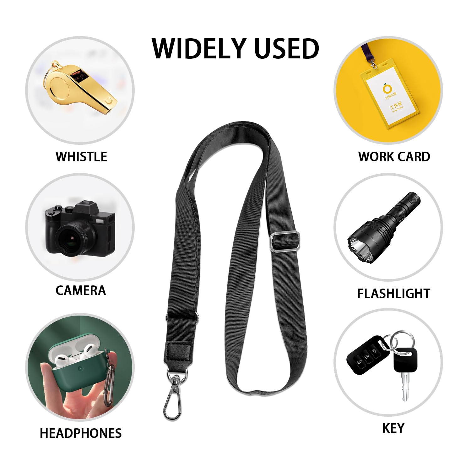 COACOM 2 Pack Black Phone Lanyard with Square Spacer - Adjustable Anti-Loss Universal Phone Strap for Smartphones - Perfect for Work, Travel, and Events