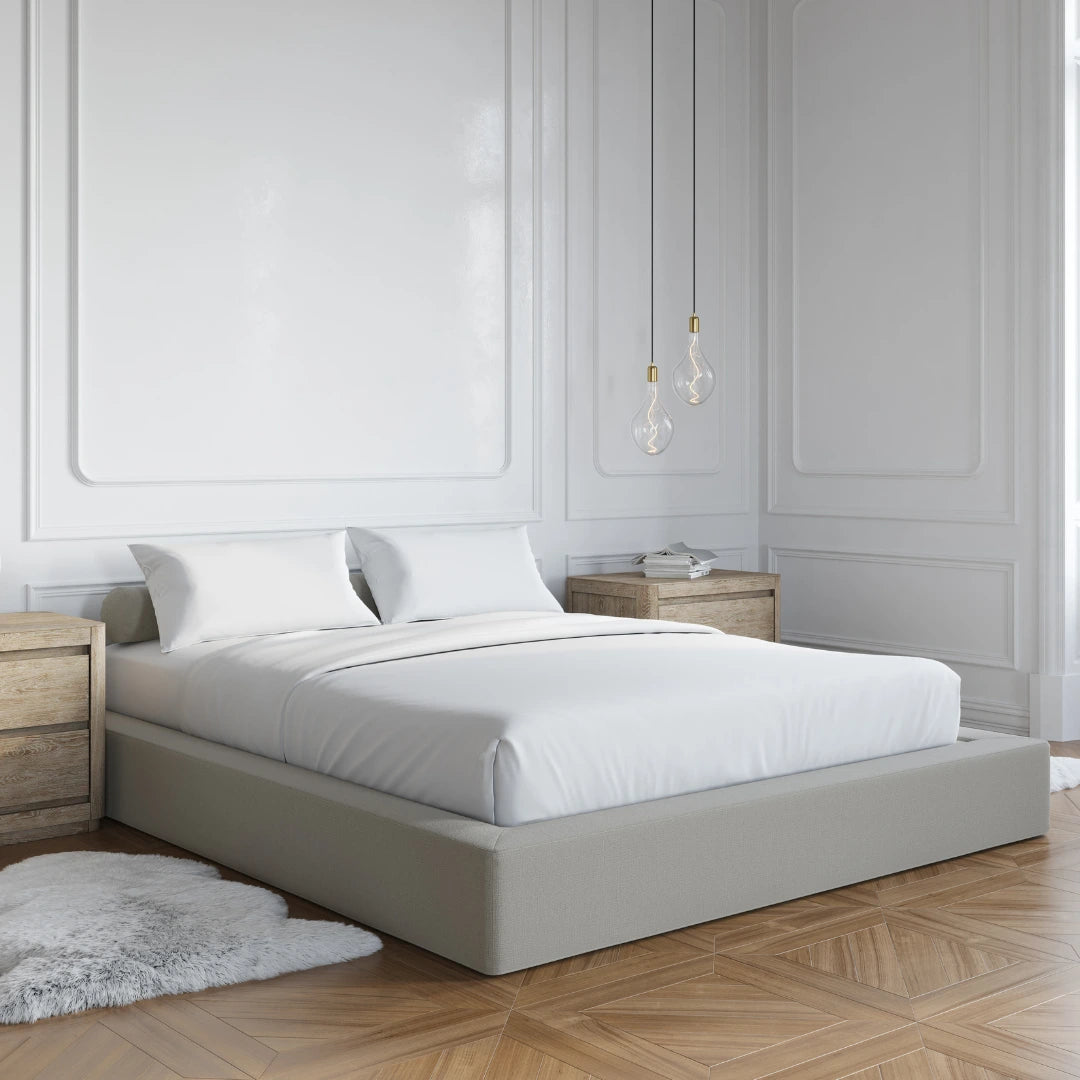 Ultra Sturdy Bed Frame with Moon Design - Queen Size Metal Platform Bed for Modern Bedroom, Dorm, Guest Room & Apartment