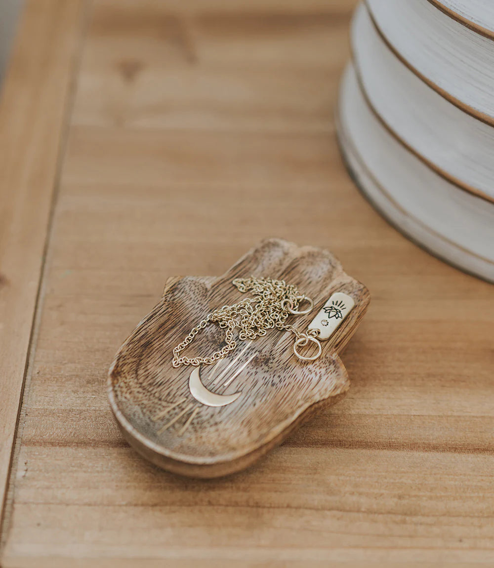 Hamsa Hand Wooden Trinket Dish for Jewelry, Keys & Coins - Boho Home Decor & Spiritual Gift for Women