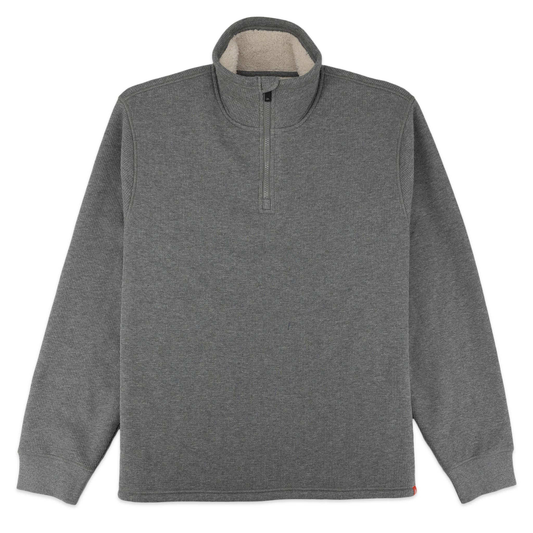 Men's Sherpa Lined Waffle Quarter Zip Mock Neck Pullover - Warm Winter Long Sleeve Shirt for Outdoor Adventures, Hiking, Camping & Casual Wear