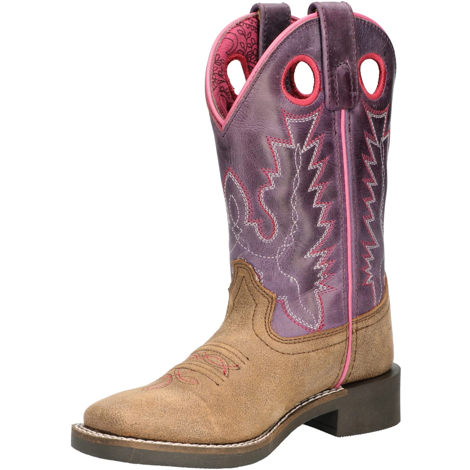 Smoky Mountain Women's Mesa Square Toe Pull On Brown Oil Distressed/Navy Crackle Boots - Comfortable Western Ankle Boots for Cowgirl Style, Outdoor Adventures & Country Fashion