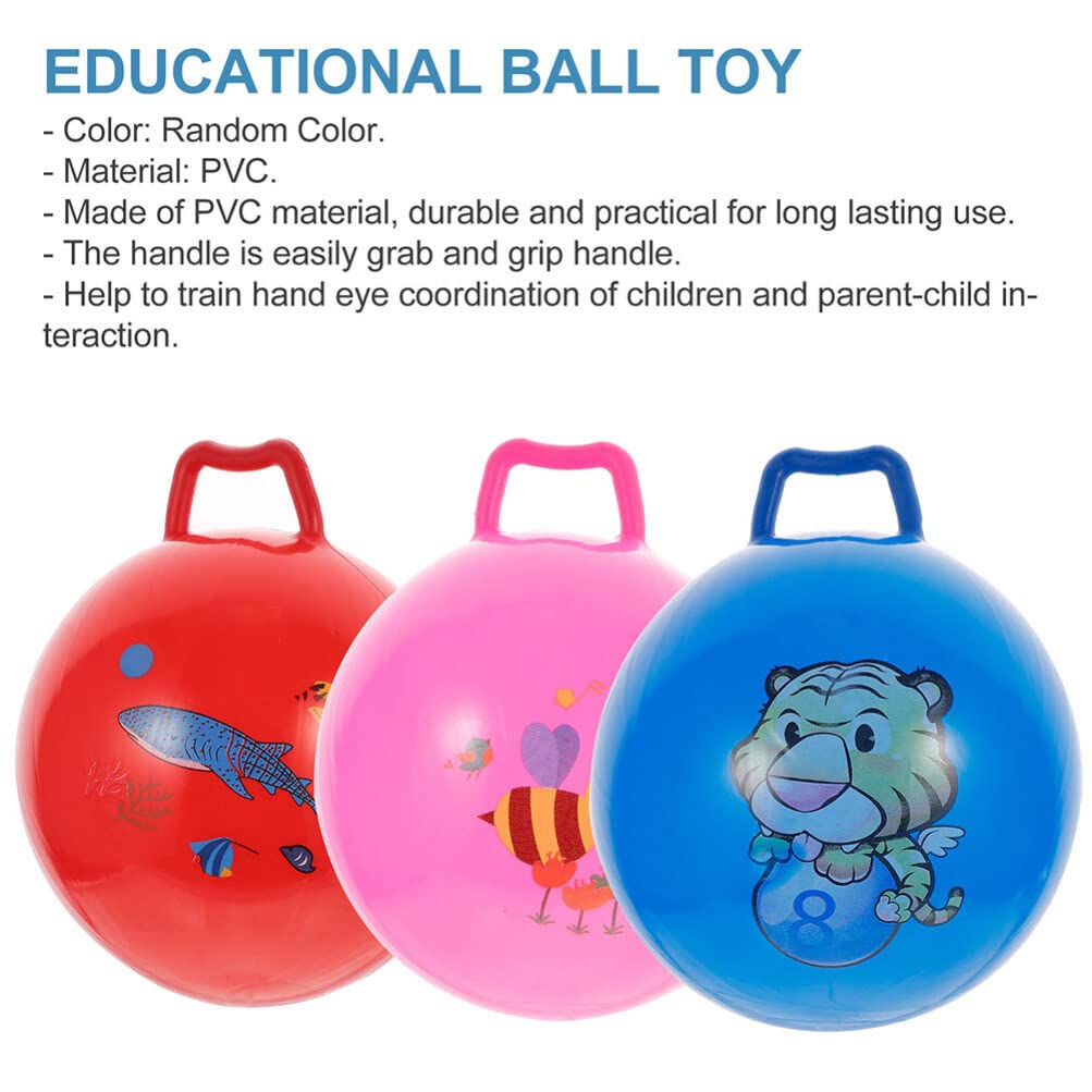 4 Pack Bouncy Balls with Handles - Fun Interactive Jumping Hopping Toys for Kids, Toddlers, Boys & Girls - Outdoor Play, Birthday Gifts, Party Favors, School Recess Activity (Random Colors)
