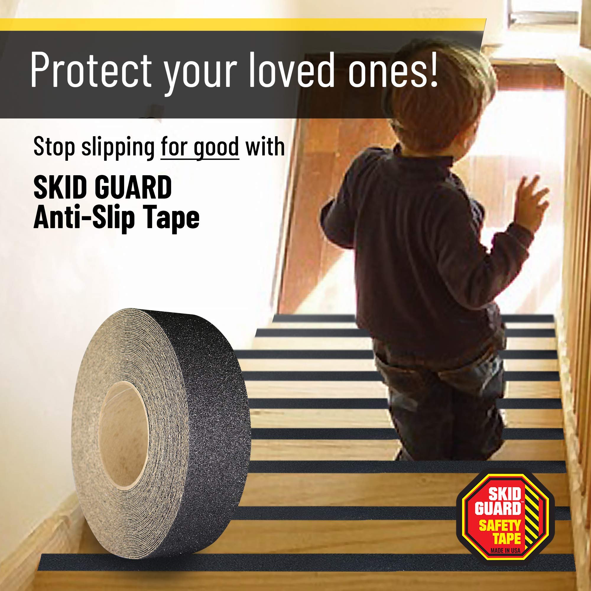 4x15' Anti-Slip Grip Tape for Stairs & Skateboards - Heavy Duty Non Skid Black Traction Tape for Indoor/Outdoor Steps - Perfect for Home Safety, Stair Treads, and Skateboard Deck Grip