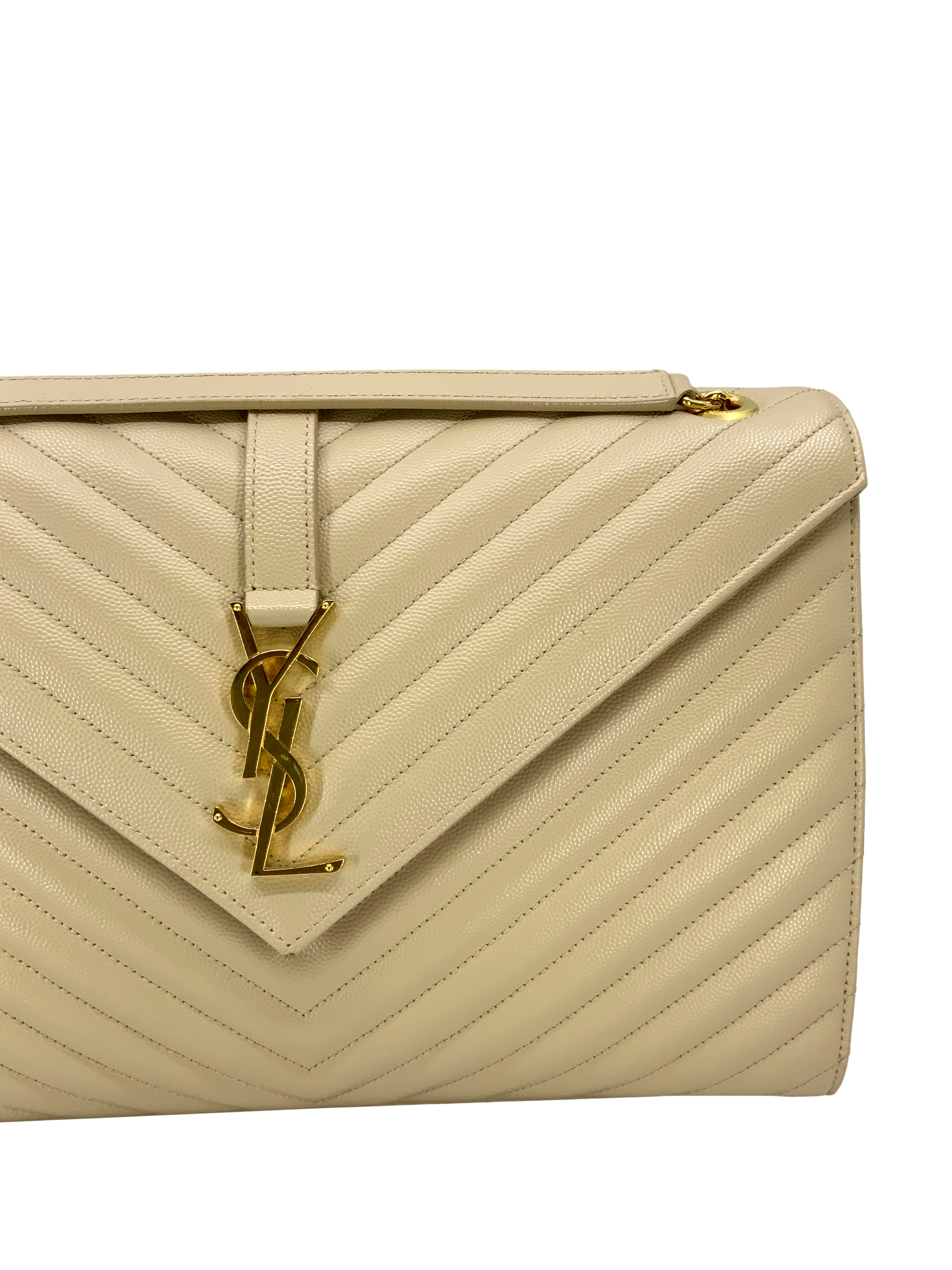 Saint Laurent Matelassé Large Monogram Envelope Flap Bag - Luxury Designer Crossbody Purse for Women, Perfect for Evening Parties & Date Nights