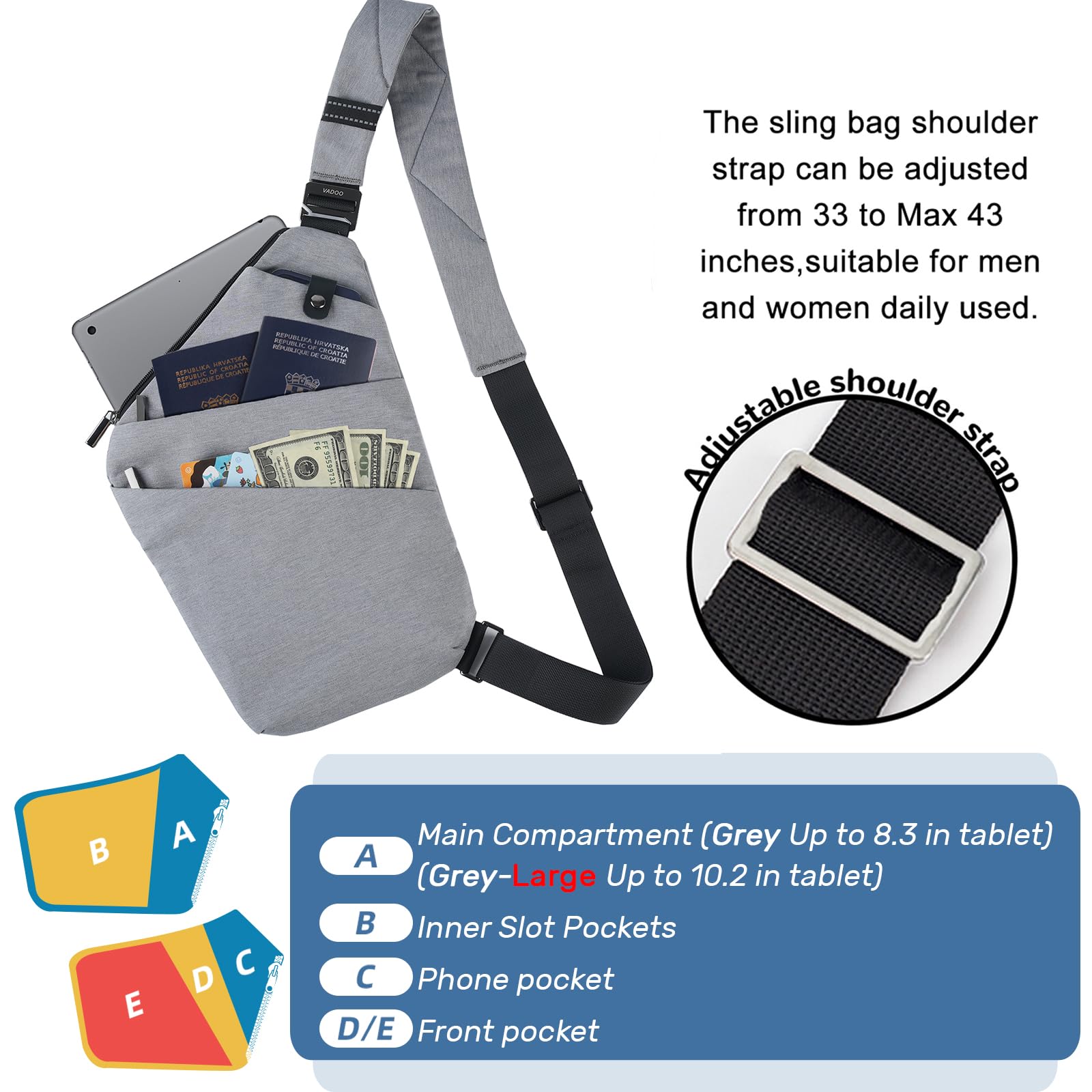 Anti-Theft Crossbody Bags for Women & Men - Lightweight Sling Shoulder Bag for Hiking, Travel & Daily Use - Secure & Stylish Purse for Commuting, Shopping & Outdoor Adventures