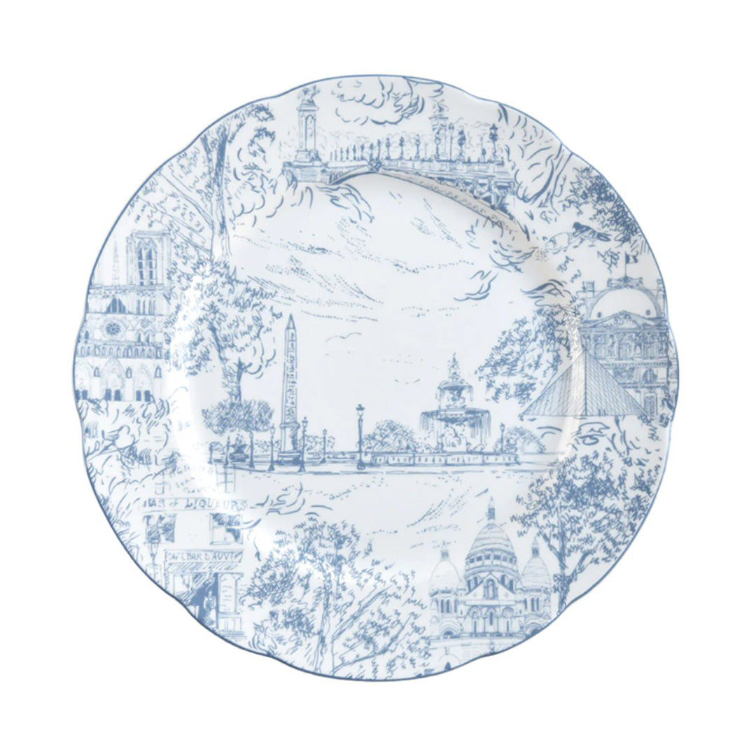 Tout Paris Blue Dinner Plate - Elegant Ceramic Plate for Dining, Entertaining & Home Decor - Perfect for Restaurants, Dinner Parties & Everyday Use