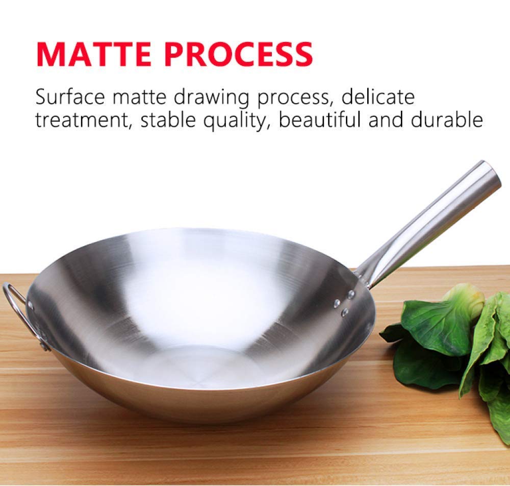 Premium Stainless Steel Frying Pan - 34cm Induction Compatible Wok with Ergonomic Handle for Gas & Electric Stoves | 3-Layer Construction for Even Heat Distribution | Perfect for Stir-Frying, Sautéing & Deep Frying in Professional & Home Kitchens