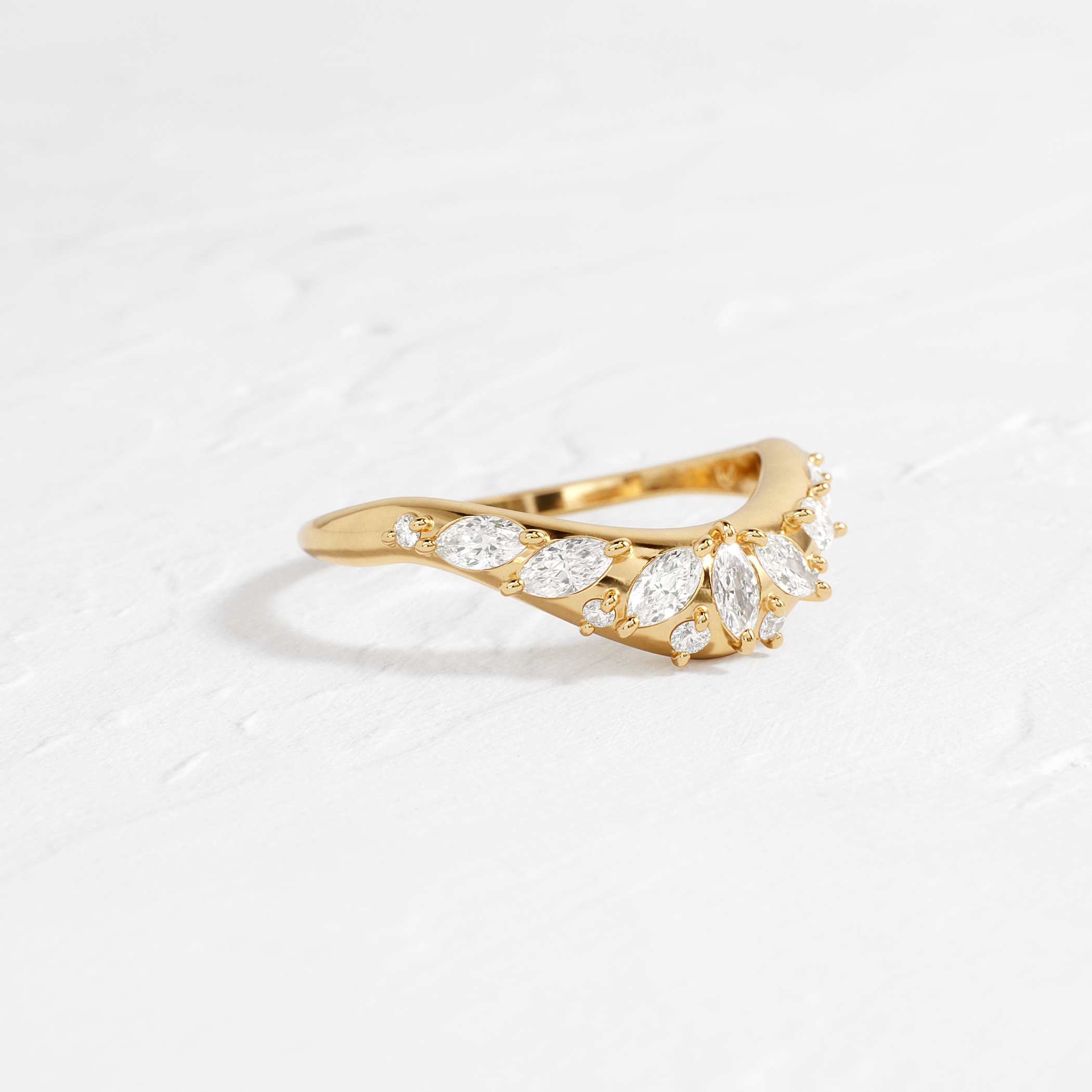 Amplify Band with Marquise Diamonds - Elegant Wedding Ring for Women | Perfect for Engagement, Anniversary & Special Occasions