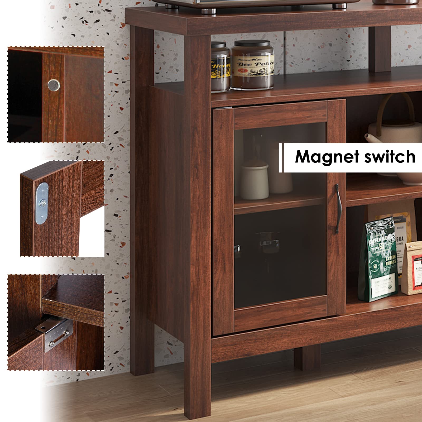Soges 52.4 Inch Modern Sideboard Buffet Table with Adjustable Shelves & Doors - Kitchen Storage Cabinet, Coffee Bar Console, Dining Room Accent Furniture for Home Decor & Entertaining