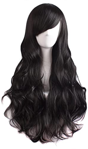 Stylish 30 Inch Black Long Curly Full Lace Human Hair Wig for Women - Perfect for Cosplay, Daily Wear & Special Occasions