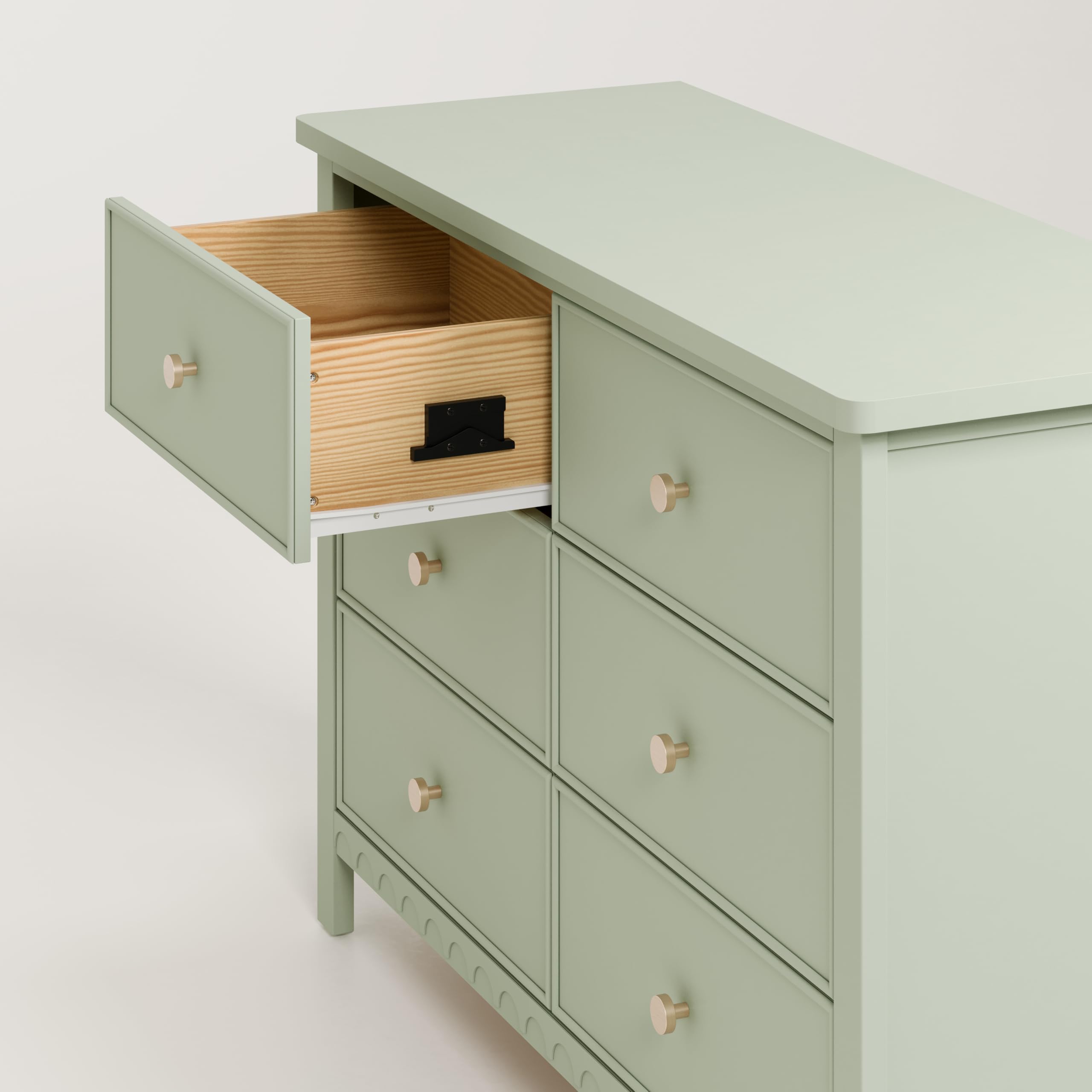 Graco Sasha 6-Drawer Dresser in Sage Green - GREENGUARD Gold Certified Nursery Dresser with Spacious Storage & Interlocking Drawer System | Easy Assembly with Pre-Installed Tracks | Perfect for Baby Nursery, Kids Room & Bedroom Organization