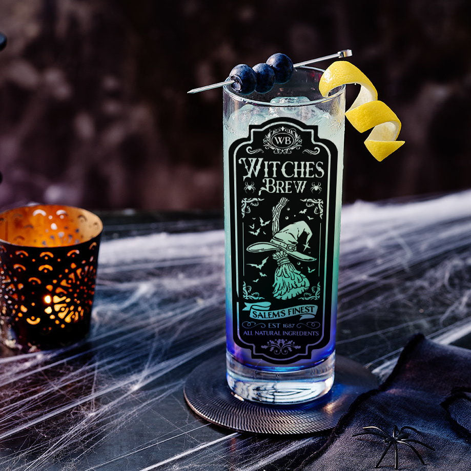BarConic Highball & Collins Glasses Set - Halloween Themed Apothecary Design Drinking Cups | Perfect for Cocktail Parties, Halloween Decor & Gothic Home Bar Setup
