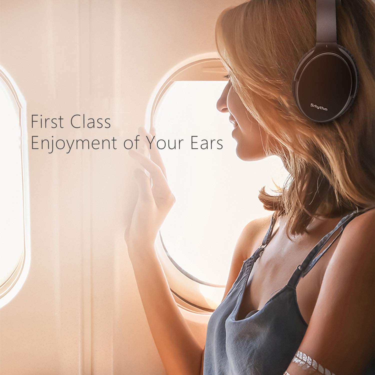 Srhythm NC35 Active Noise Cancelling Wireless Bluetooth 5.0 Headphones - Over-Ear Foldable Design with Built-in Mic, 50+ Hours Playtime, Multi-Point Connection for Calls | Perfect for Travel, Work & Gaming
