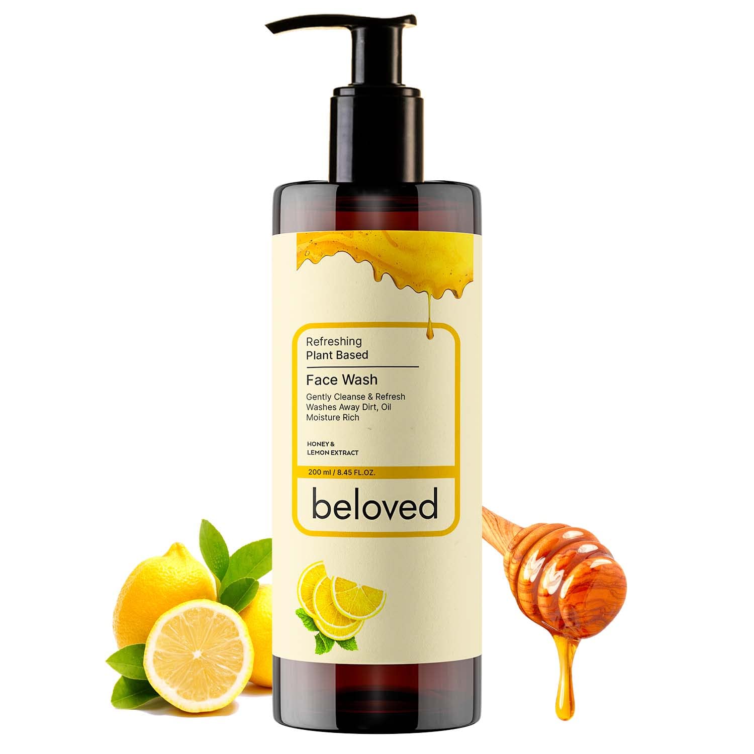 BELOVED BLISS Plant-Based Brightening Face Wash with Lemon & Honey - Even Skin Tone & Reduce Dark Spots - 200ml Cleanser for Glowing Skin - Perfect for Morning & Night Skincare Routine