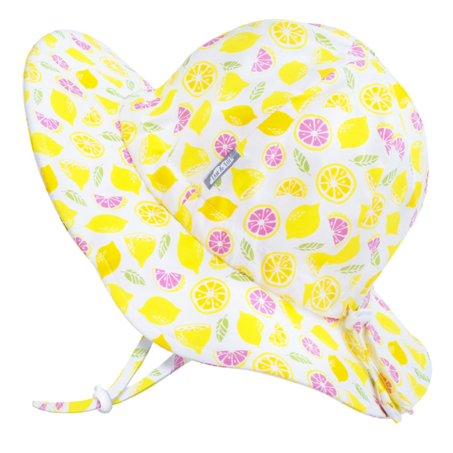 Jan + Jul Cotton Floppy Sun Hat for Women - Breathable Wide Brim Summer Beach Hat with UPF 50+ Sun Protection - Perfect for Beach Vacations, Pool Parties, and Outdoor Adventures (Lemons Print)