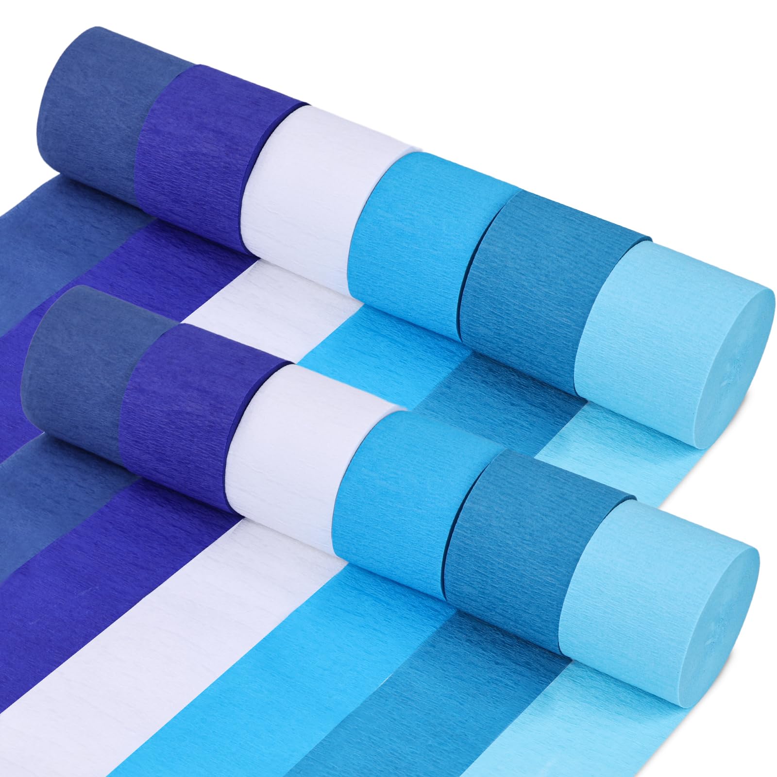 Koogel 12 Rolls Crepe Paper Streamers (984Ft Total) - 1.8 Inch x 82 Ft Blue Crepe Paper Roll for Baby Showers, Birthday Parties, Weddings & Ocean Theme Decorations - Perfect for DIY Crafts, Backdrops & Party Decor
