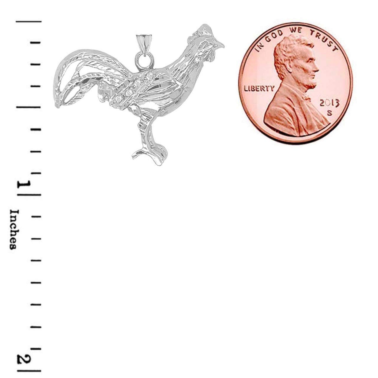 Exquisite Sterling Silver Diamond Rooster Charm Pendant Necklace - Elegant Animal Jewelry for Women, Perfect Gift for Birthday, Anniversary & Special Occasions