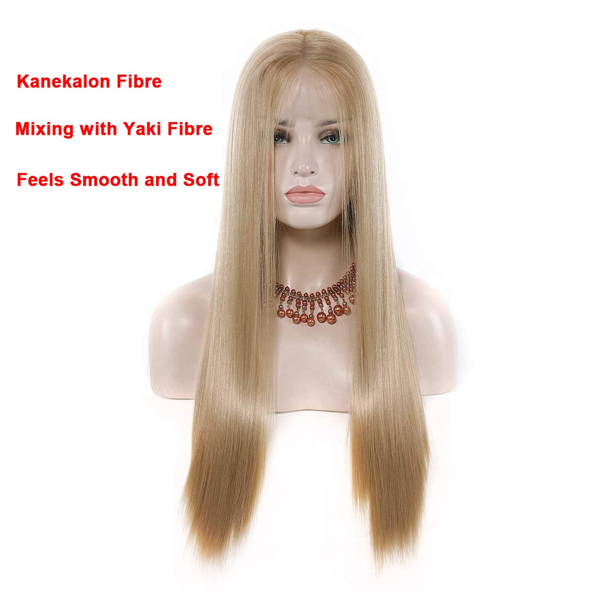 13x6 Lace Front Wigs for Black Women - Blonde Synthetic Kanekalon Fiber Wig with Baby Hair (22 Inches) | Perfect for Daily Wear, Cosplay & Special Occasions
