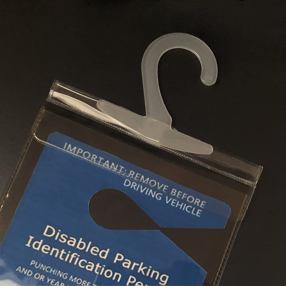 2 PCS Ultra Clear Handicap Placard Holder for Car - Durable Disabled Parking Sign Holder with Large Hook - Perfect for Windshield, Rearview Mirror & Vehicle Organization