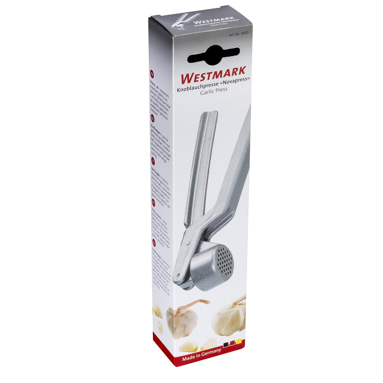 Westmark Novapress Garlic Press - Heavy Duty Stainless Steel Garlic Crusher & Mincer - Easy to Clean & Dishwasher Safe - Perfect for Cooking, Baking & Meal Prep