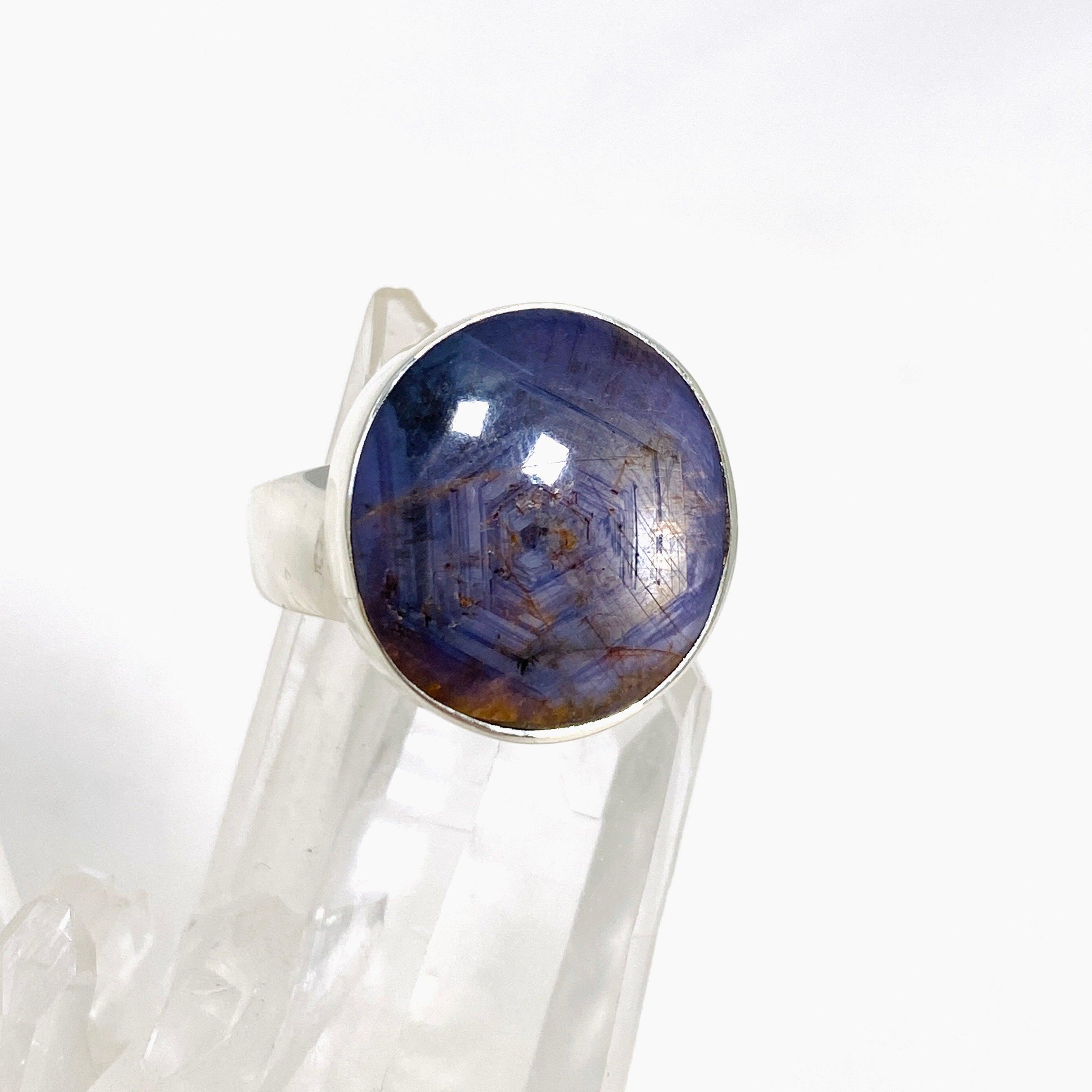 Sapphire Round Ring Size 8 KRGJ3177 - Elegant Blue Gemstone Jewelry for Women, Perfect for Engagement, Wedding & Anniversary Gifts