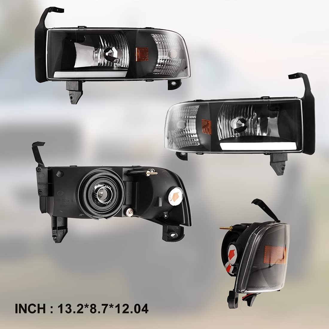Nixon Offroad LED Headlights Assembly for 1994-2001 Dodge Ram 1500 2500 3500 & 1995-2002 Ram 4000 - LED DRL, Reflector, Dual Beam Headlamps - Driver & Passenger Side (Chrome) - Perfect for Off-Roading, Night Driving & Truck Upgrades