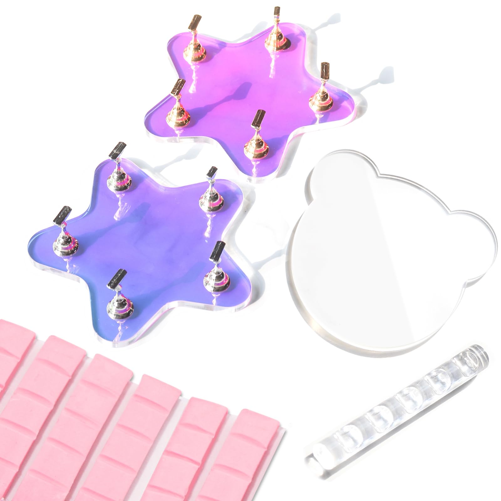Press On Nail Stand with Palette & Brush Holder - Reusable Sticky Putty for Nail Art & Painting - Perfect for DIY Manicures, Salon Professionals & Nail Tech Must Haves (Great for Home Use, Travel & Professional Nail Studios)