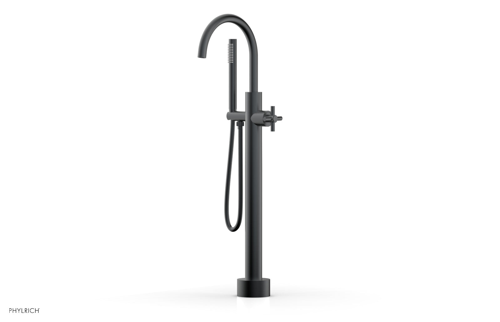 D131 44 03 BASIC Low Floor Mount Tub Filler with Cross Handle & Hand Shower - Perfect for Bathroom Renovation and Modern Home Spa Experience