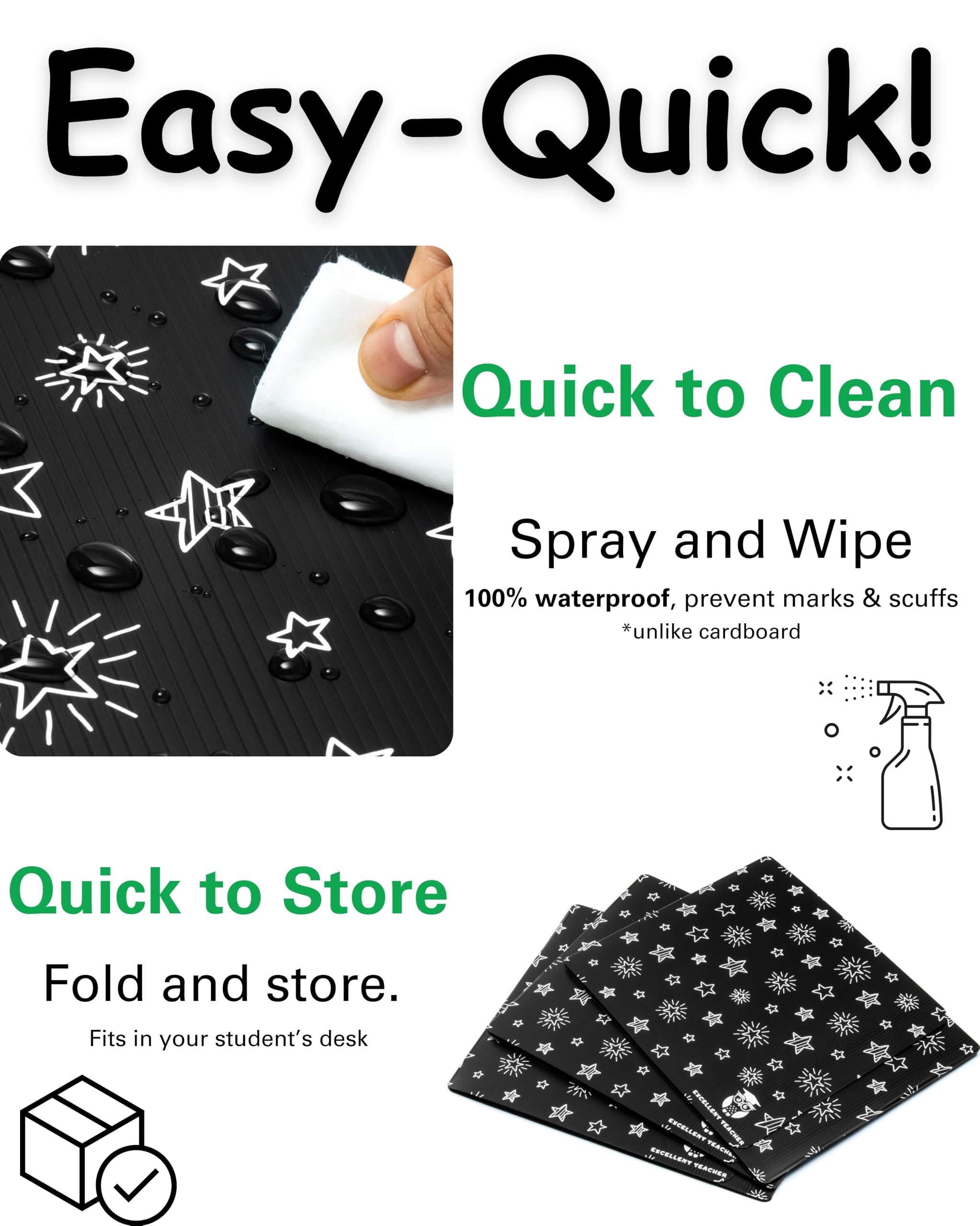 25 Black Plastic Privacy Folders for Students - Durable Desk Dividers for Classroom & Testing