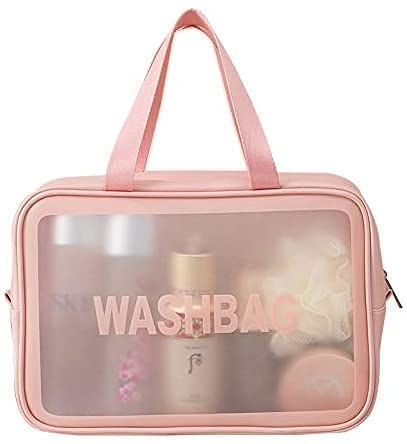 Prisma Collection PU Clear Travel Cosmetic Organizer Bag | Waterproof Makeup Pouch & Toiletry Bag for Women & Girls | Perfect for Air Travel, Gym, Beach & Daily Use