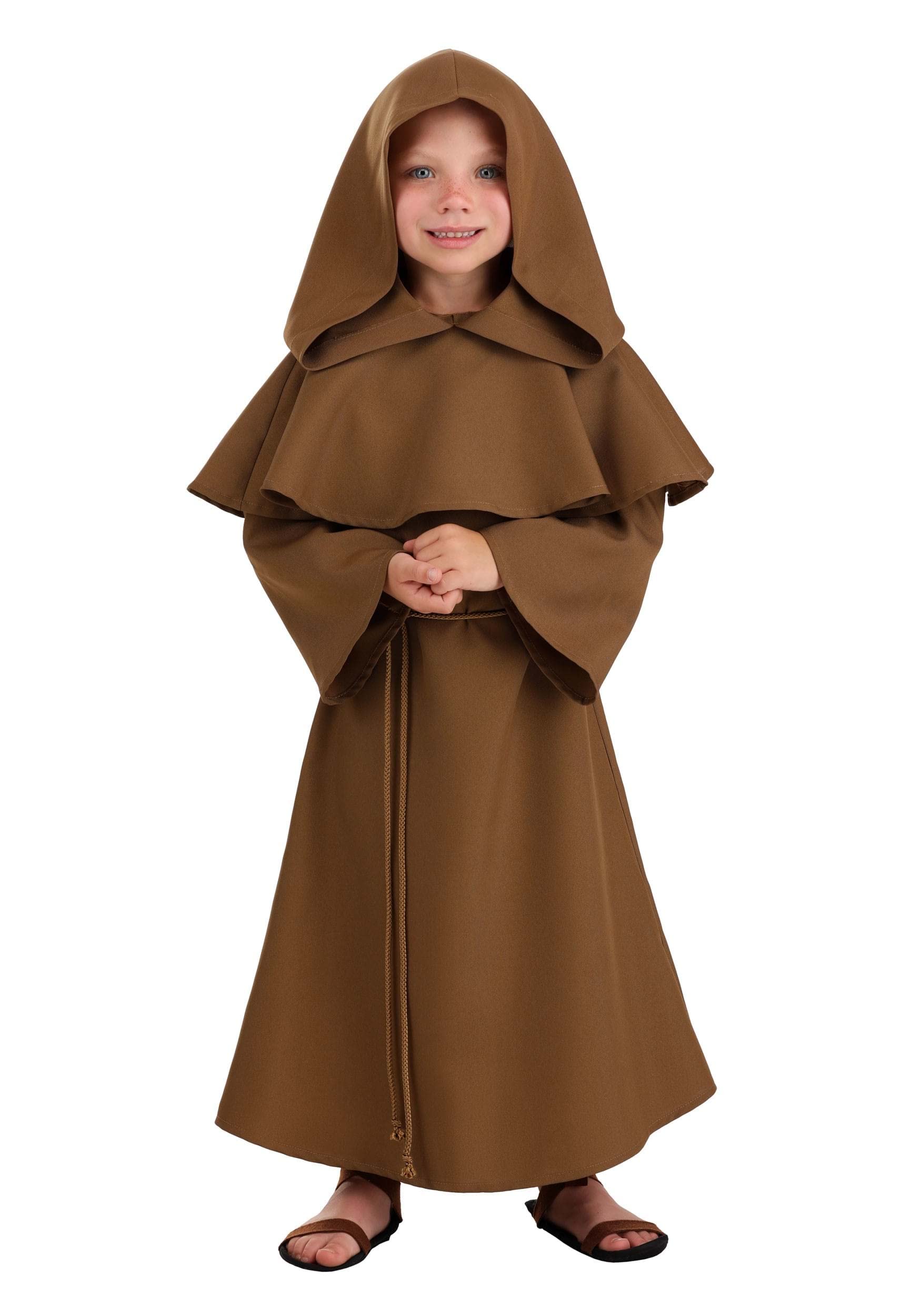 Kids Brown Monk Robe Costume - Soft Cotton Buddhist Monk Outfit for Toddlers & Children - Perfect for Halloween, Cosplay, Role Play & Cultural Events