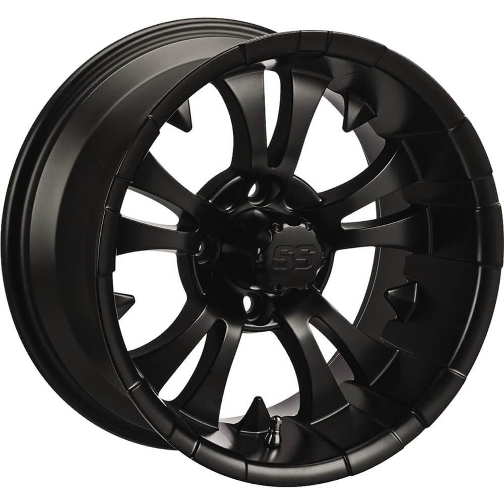 Premium 10-Inch Golf Cart Wheels - Ocelot E118 Black 10x7 Rims (4/4 Bolt Pattern) - Durable Golf Cart Accessories for Enhanced Performance - Perfect for Golf Courses, Resorts & Private Communities
