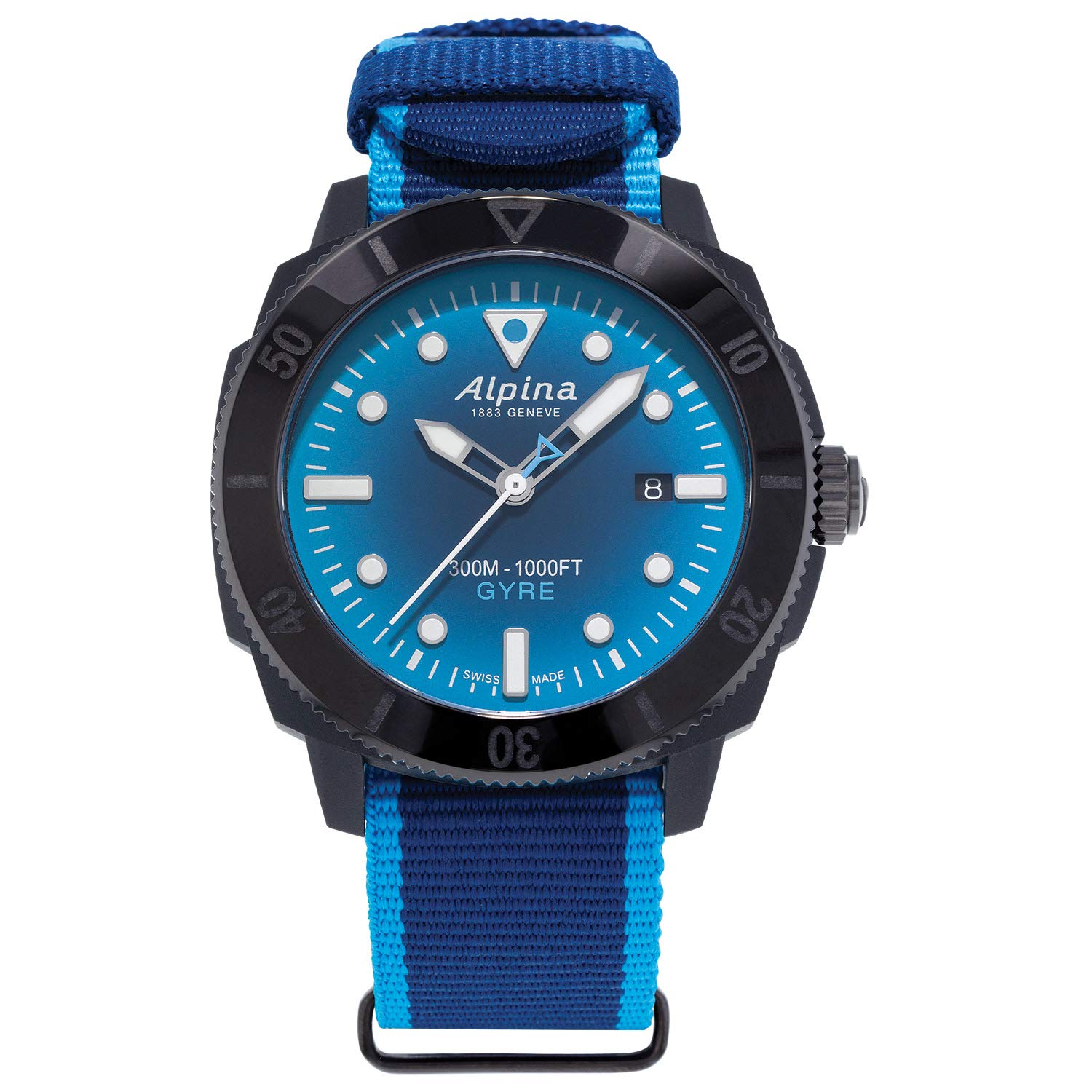 Alpina Seastrong Diver Gyre Limited Edition Swiss Automatic Watch - Recycled RPET Case & Strap, 3-Hand Date, Sapphire Crystal, Luminous Markers, 38-Hour Power Reserve - Perfect for Diving, Water Sports & Everyday Wear
