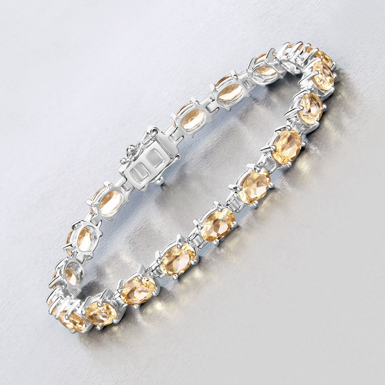 Genuine Yellow Citrine Tennis Bracelet – 14K Gold Plated Gemstone Jewelry for Women | Perfect for Weddings, Parties & Everyday Elegance
