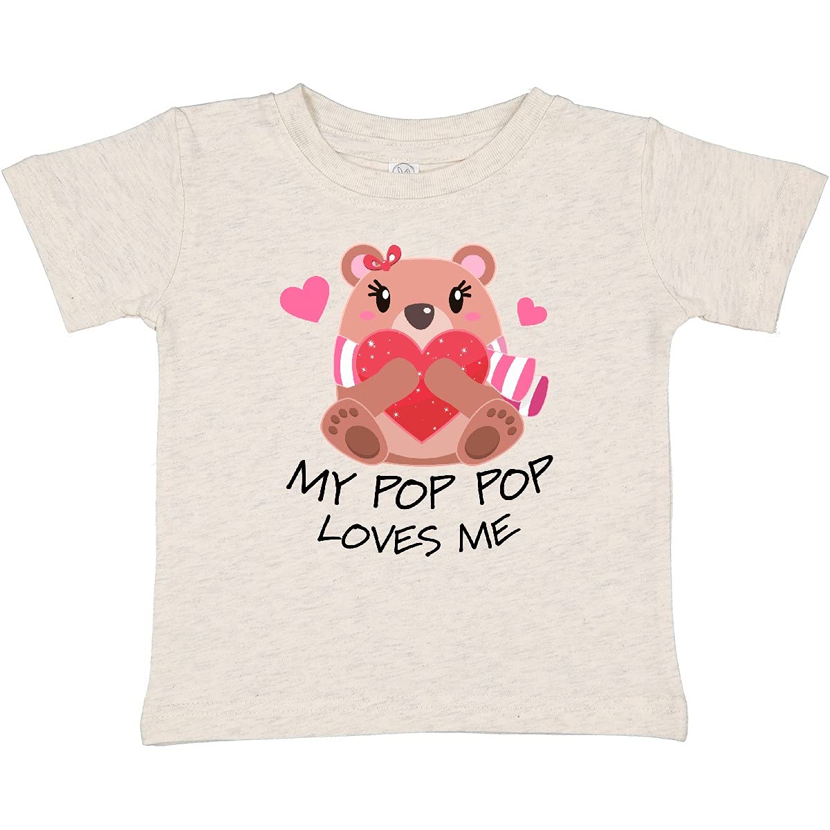 Inktastic My Pop Pop Loves Me - Bear and Hearts Baby T-Shirt | Cute Graphic Tee for Toddlers & Infants | Perfect for Family Photos, Playdates & Grandparents Day Gifts