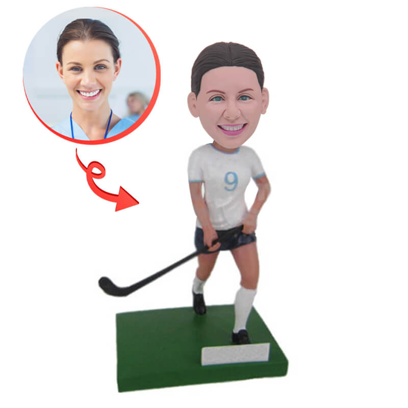 Custom Field Hockey Player Bobblehead - Personalized Sports Figurine for Fans, Gifts & Team Spirit | Perfect for Home Decor, Office Display & Sports Memorabilia Collection