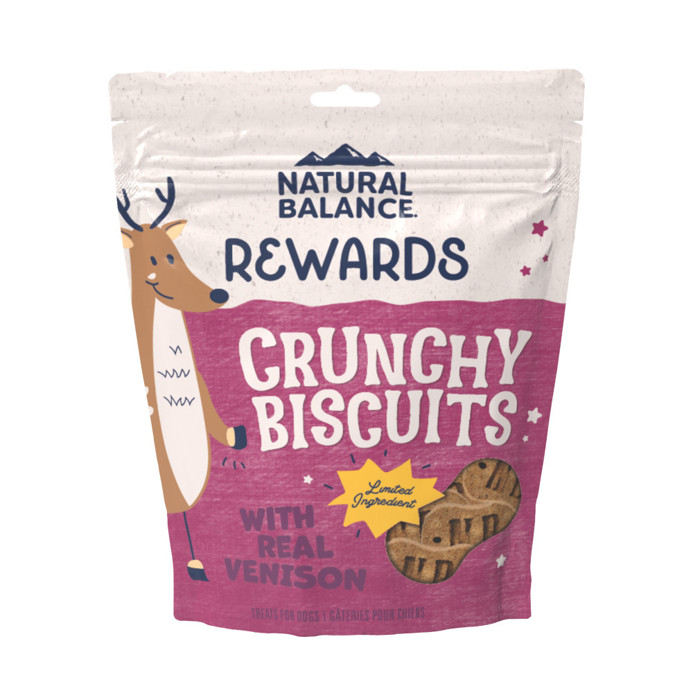 Natural Balance Crunchy Dog Treats with Real Venison - Grain-Free, Healthy Snacks for Training & Rewards - Perfect for Small, Medium & Large Dogs