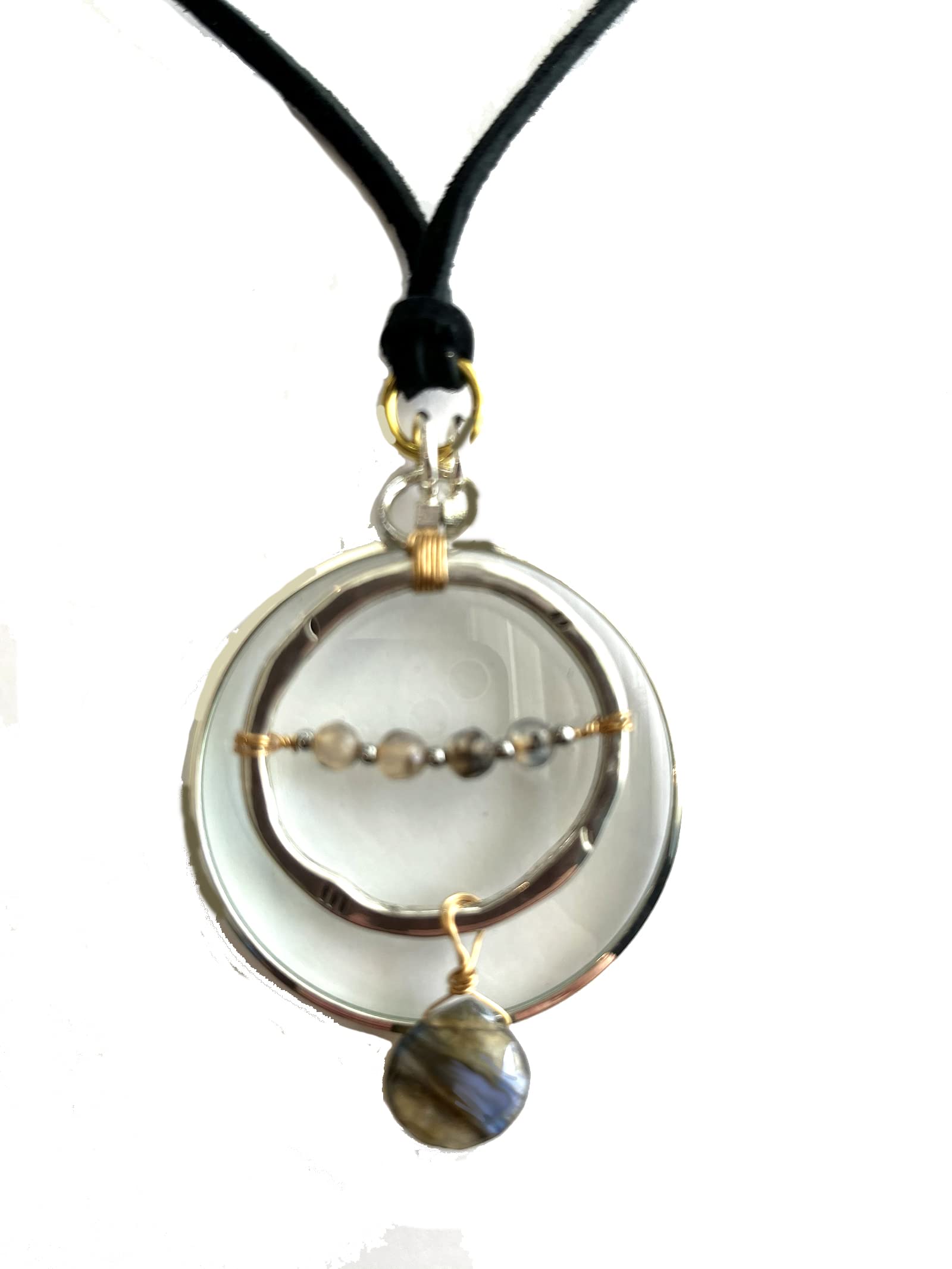 Magnifying Necklace with Gemstone Energy - Handmade Loupe Pendant by Wendra for Jewelry Lovers & Crystal Healing | Perfect for Reading, Crafting & Spiritual Meditation