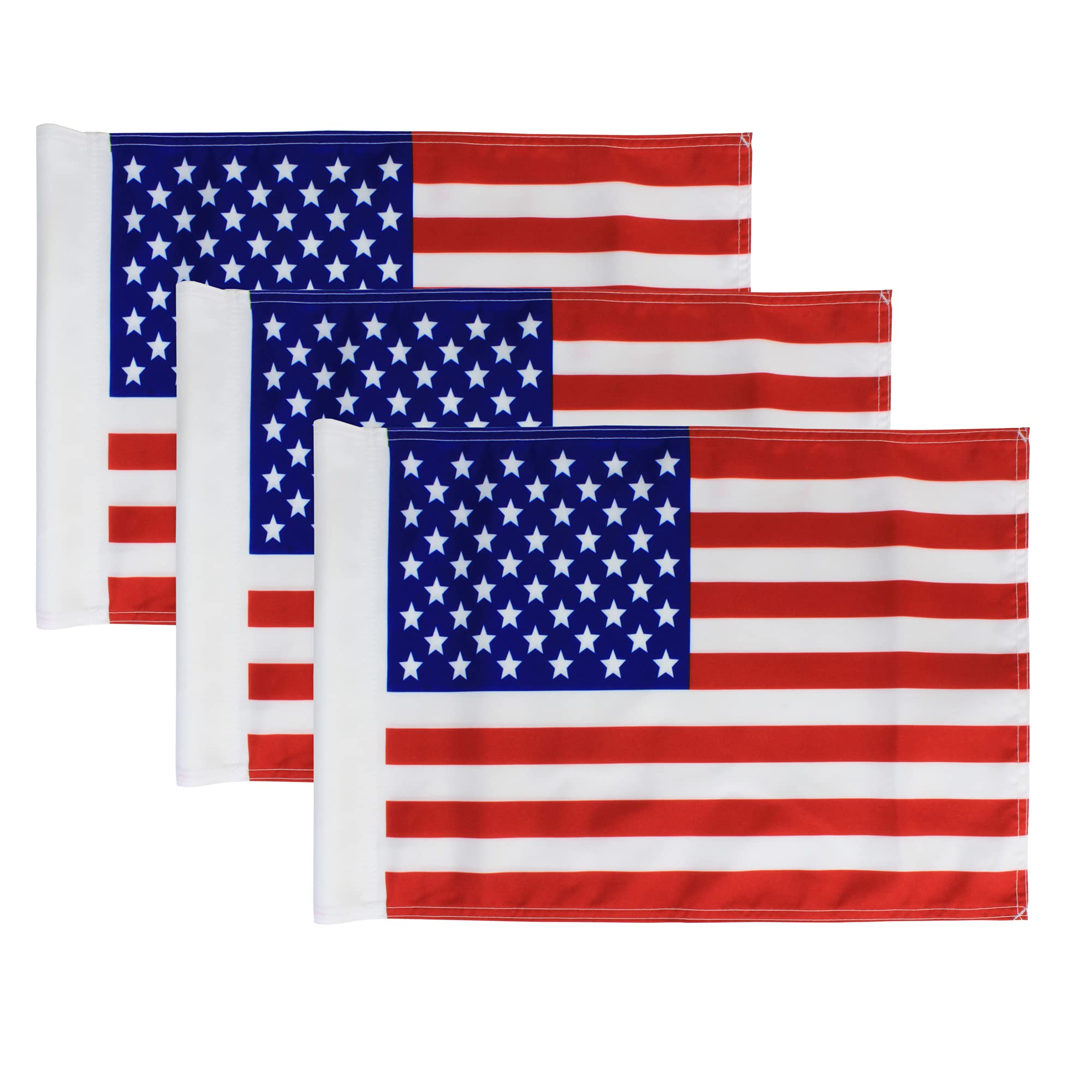 Premium Dye-Sublimated USA Golf Flag Set - 3 Regulation Tube Flags for Golf Courses, Tournaments & Patriotic Decor