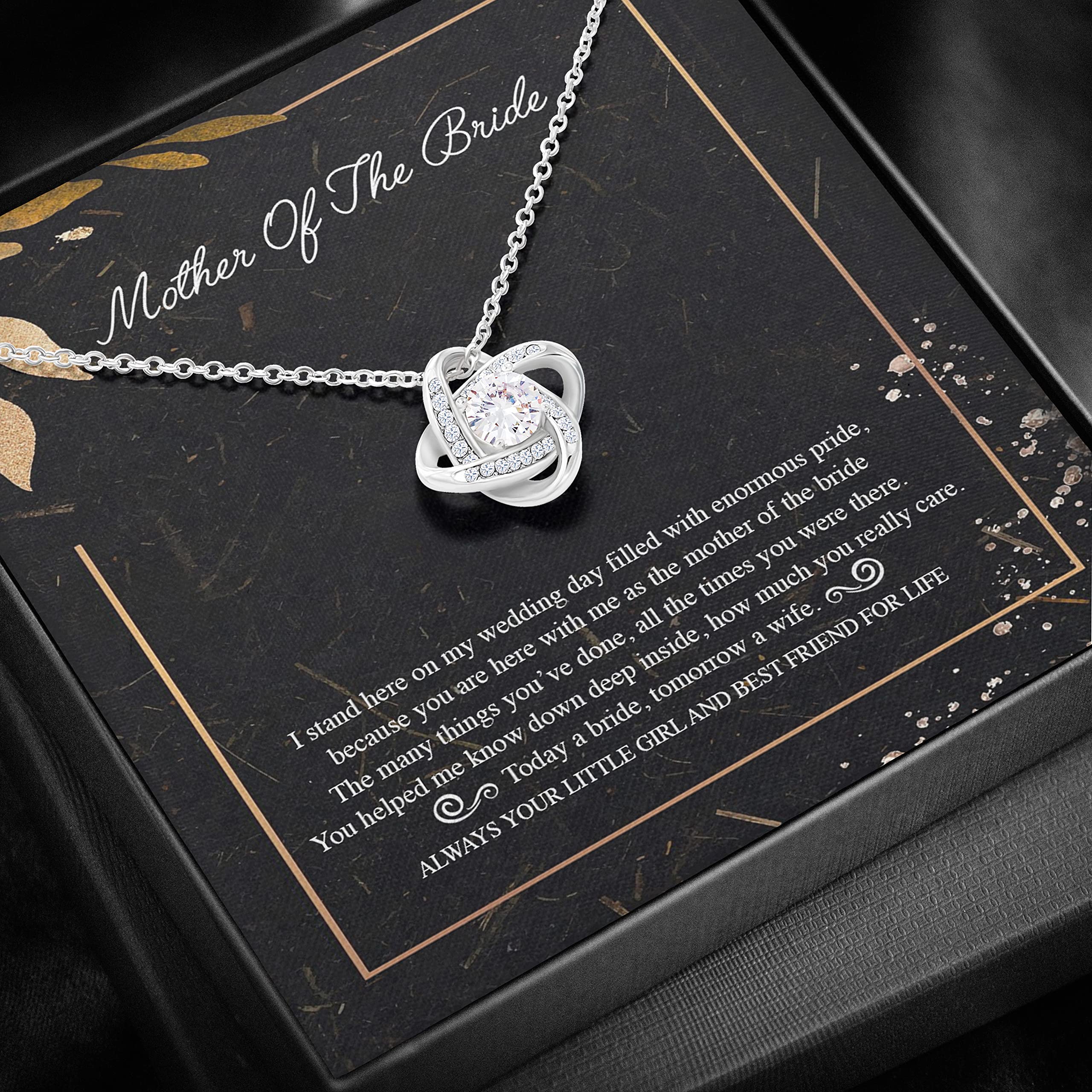 Elegant Mother of the Bride Jewelry Gift Set - Silver Necklace for Mom with Light Box & Message Card | Wedding Day Keepsake from Daughter | Perfect Mother-Daughter Wedding Gift for Special Occasions
