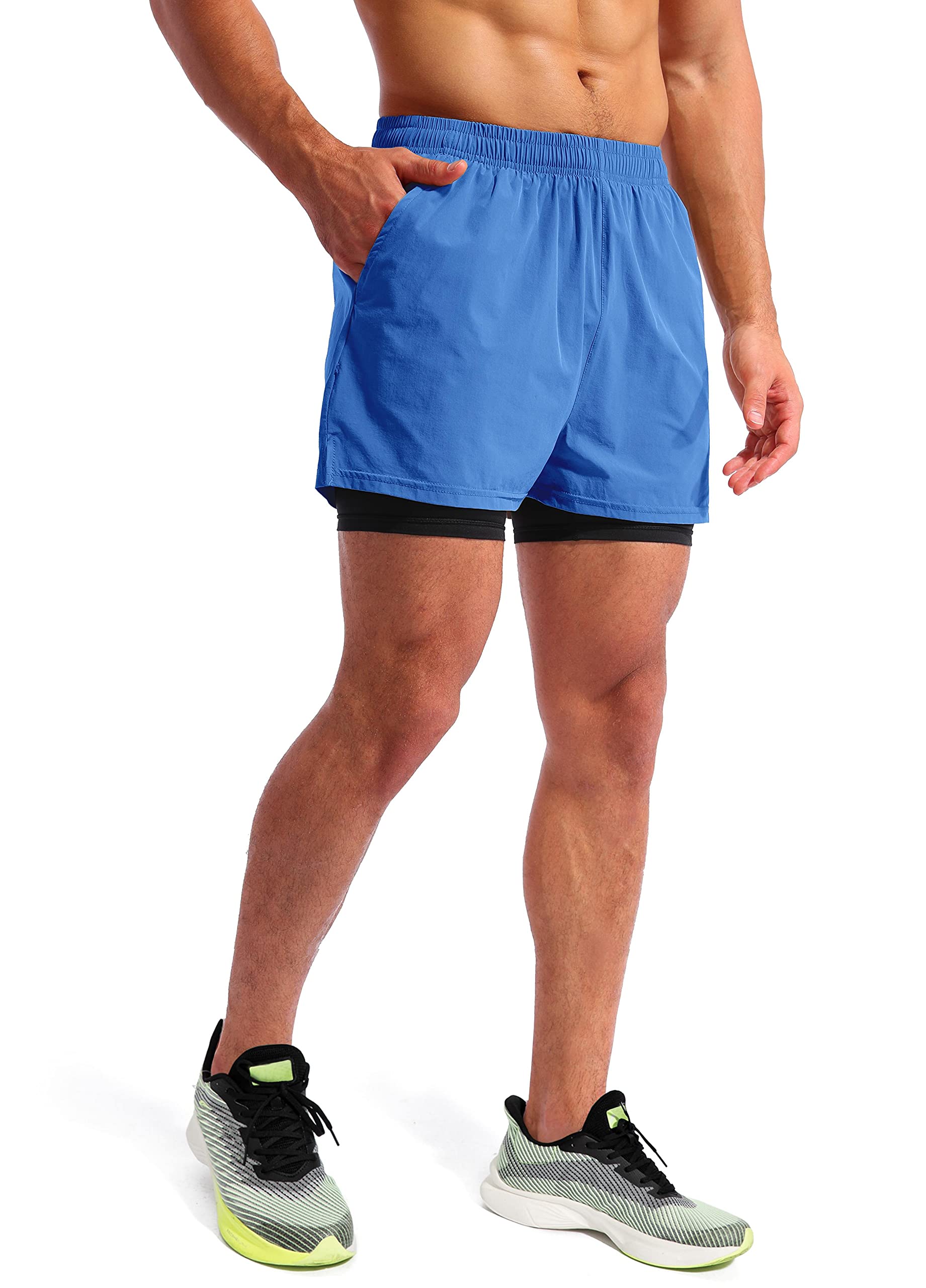 Pudolla Men's 2-in-1 Running Shorts 5