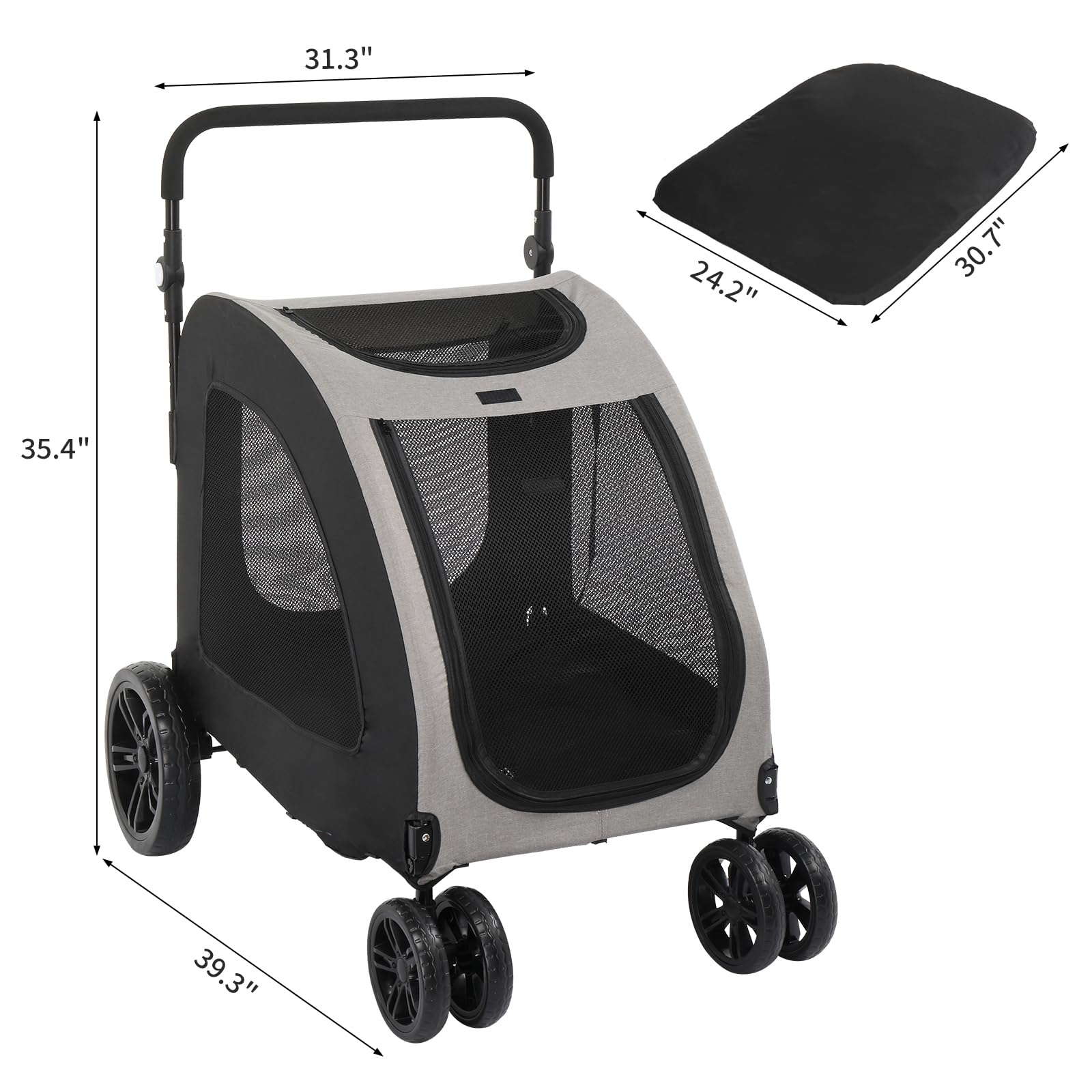 Outvita 4-Wheel Folding Pet Stroller for Large Dogs & Cats - Heavy Duty Travel Wagon Holds Up to 100LBS - Adjustable Handle & Smooth Ride - Perfect for Jogging, Shopping & Outdoor Adventures