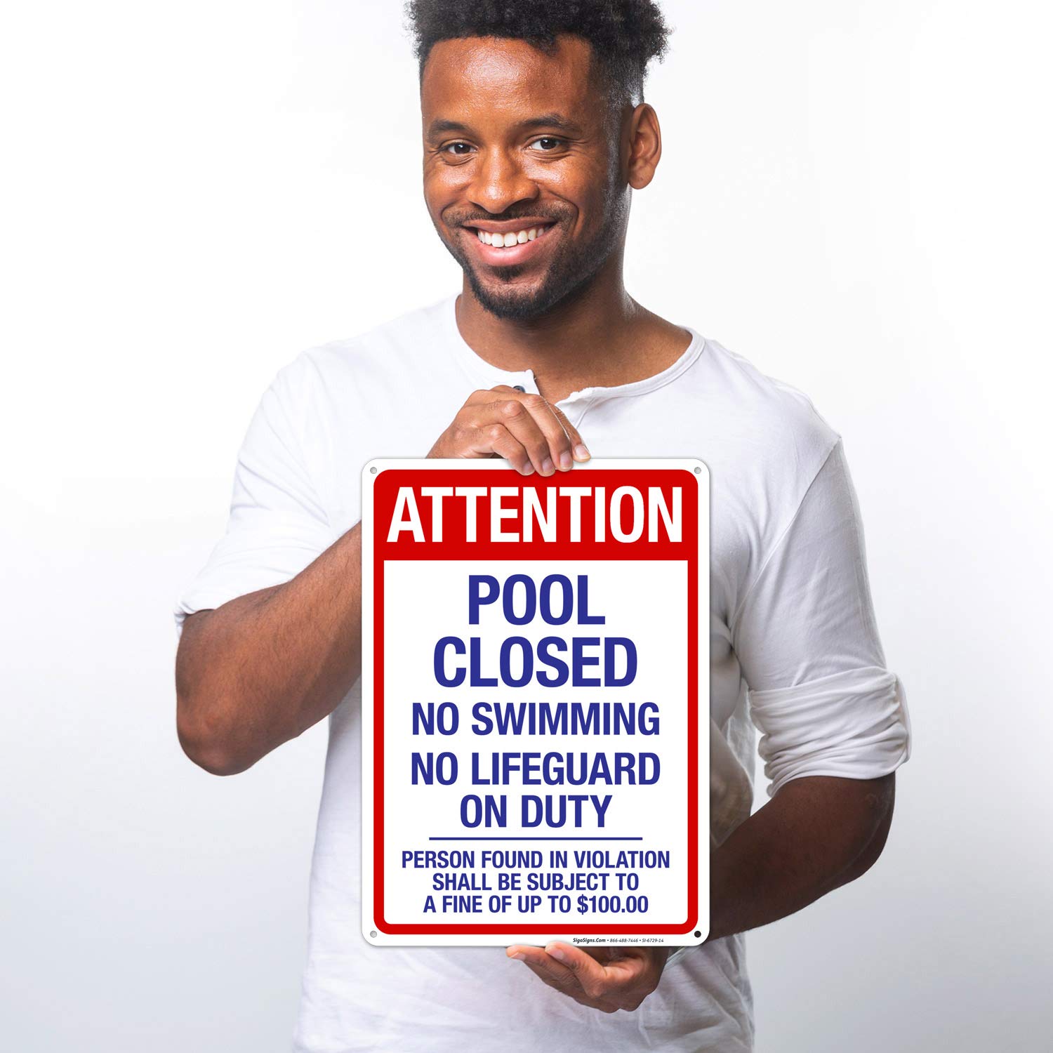 10x14 Inches Sigo Signs Pool Closed Attention Sign - Rust Free .040 Aluminum, Fade Resistant for Indoor/Outdoor Use - Perfect for Public Pools, Water Parks & Community Centers - Made in USA