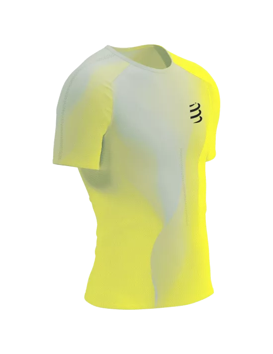 Compressport Men's Performance Short Sleeve Running Shirt - Breathable Athletic Top for Marathon & Training - Safe Yellow - Ideal for Jogging, Gym Workouts & Outdoor Sports