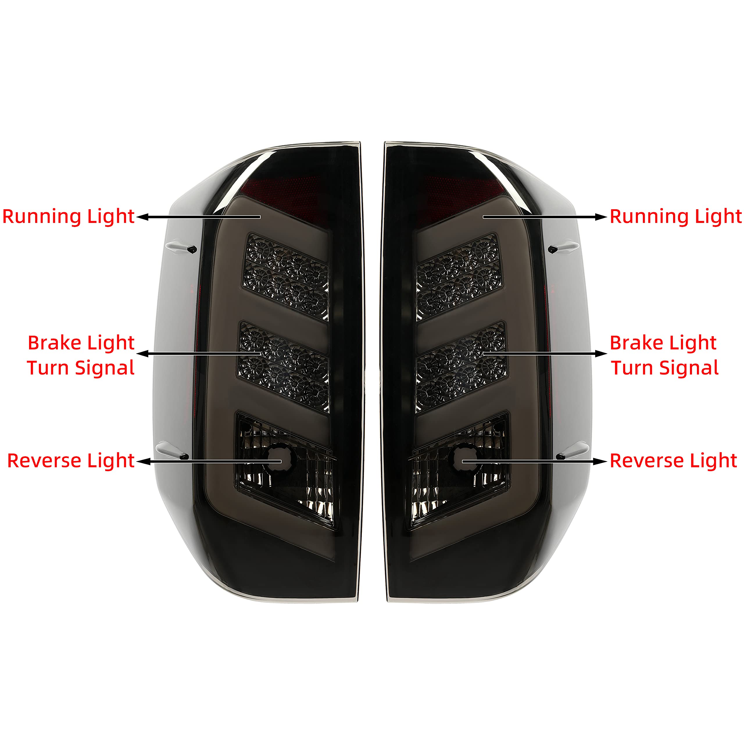 ECOTRIC Black Smoke Lens Tail Lights Compatible with 2014-2021 Toyota Tundra - Pair Replacement for TO2800193 TO2801193 - Enhances Rear Visibility & Style for Night Driving and Off-Road Adventures