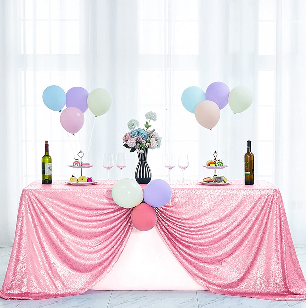 50x50 Inch Pink Square Sequin Tablecloth - Glitter Party Table Cover for Wedding, Bridal Shower, Birthday, Banquet & Dessert Table Decorations | Perfect for Home Decor, Holiday Parties & Special Events