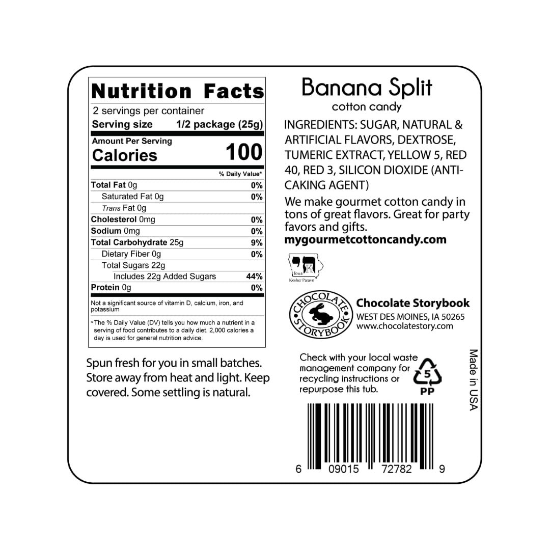 Banana Split Cotton Candy - Sweet Fluffy Dessert for Parties, Carnivals & Birthday Celebrations | Bulk Pack for Events & Snacking