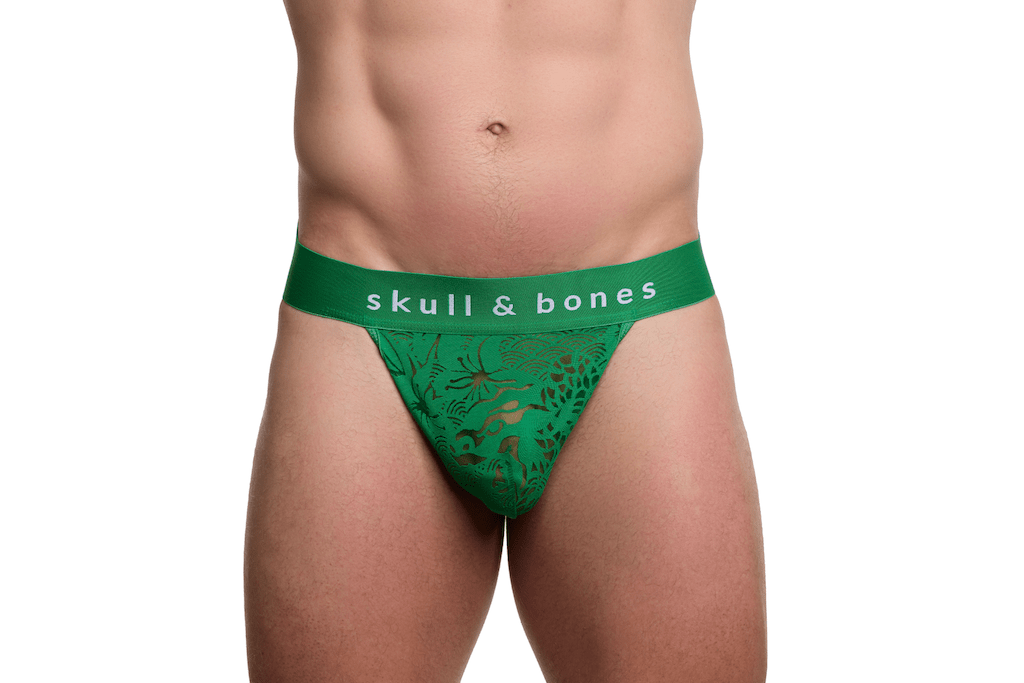 Dragon Print Burnout Green Thong Bikini - Sexy & Comfortable Swimwear for Beach, Pool, and Summer Vacations