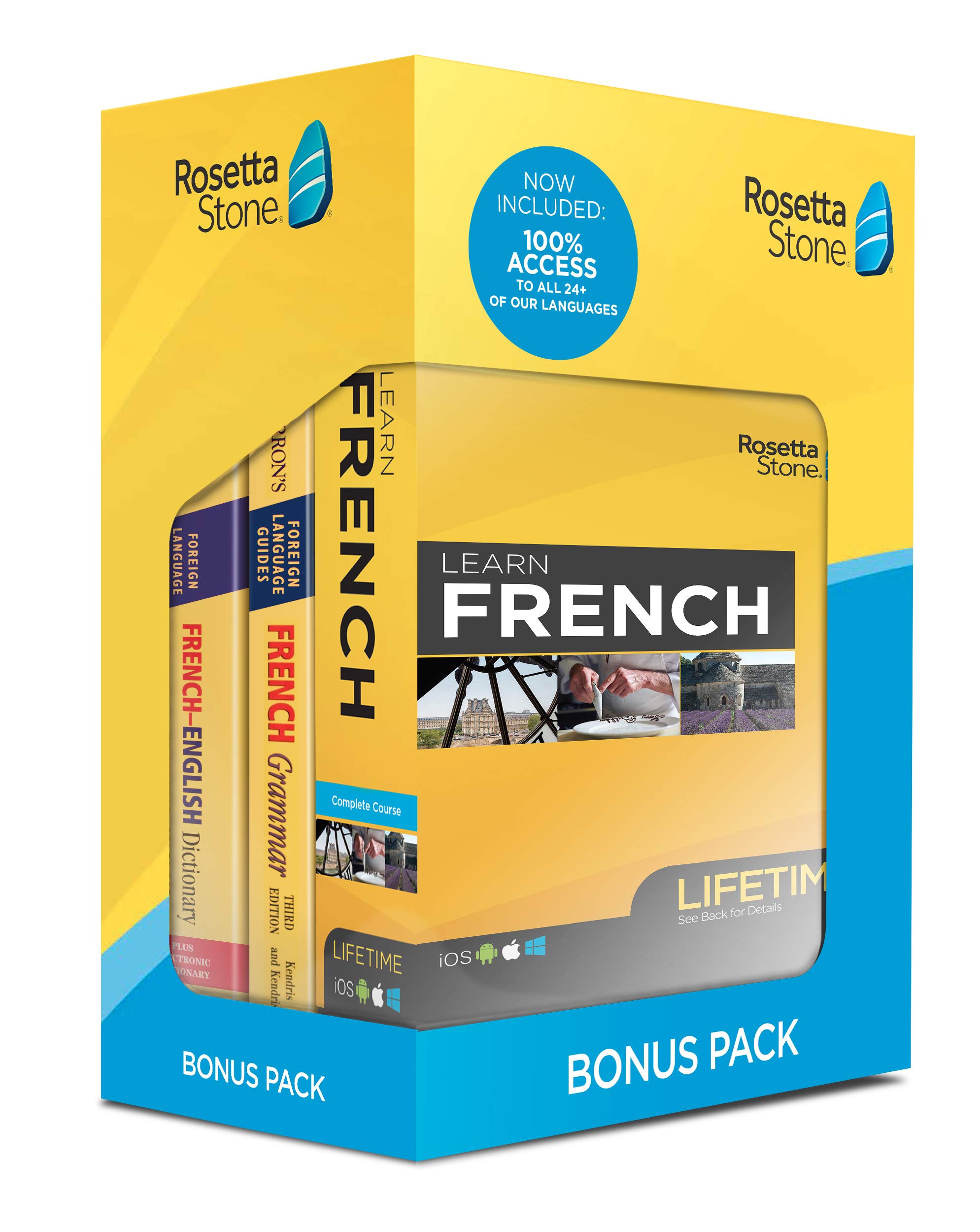 Rosetta Stone Learn French Language Software Bundle - Lifetime Online Access, Grammar Guide & Dictionary Book Set for PC/Mac | Perfect for Travel, Business & Language Learning at Home
