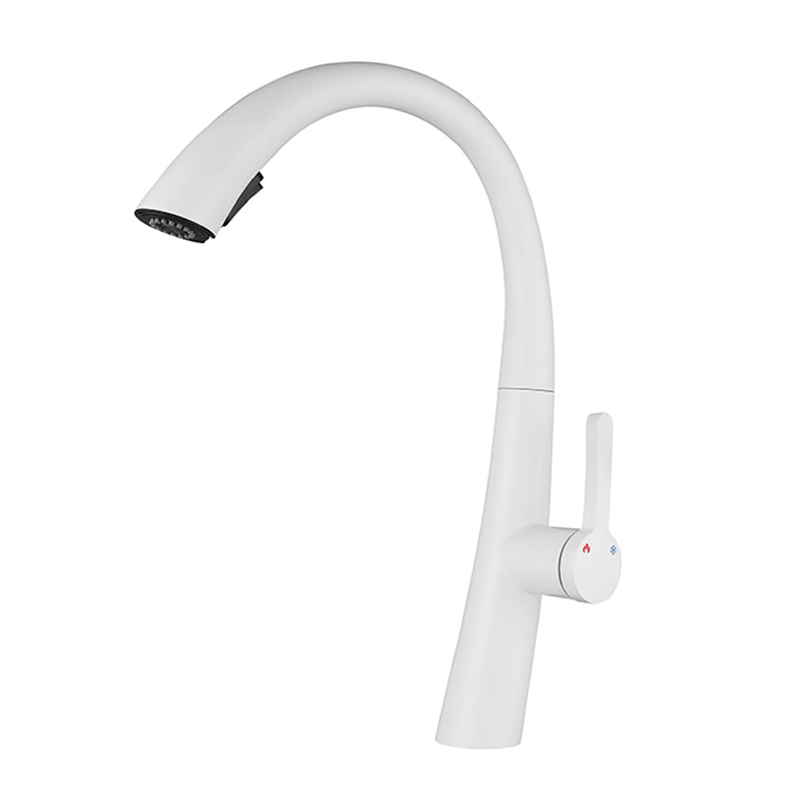 Stainless Steel Pull Down Kitchen Faucet with Sprayer - White Modern Water Saving Mixer Tap for Sink | Perfect for Cooking, Washing Dishes & Filling Pots